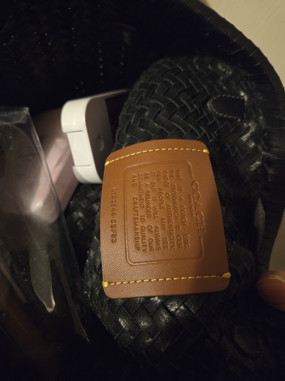 Coach Black Woven Tote with Gold Hardware - Picture 3 of 3